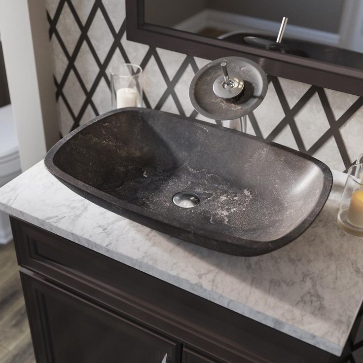 MR Direct Stone Vessel Sink in Gray Limestone
