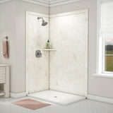 Elegance 36 in. x 48 in. x 80 in. 7-Piece Easy Up Adhesive Corner Shower Wall Surround in Triton - Super Arbor