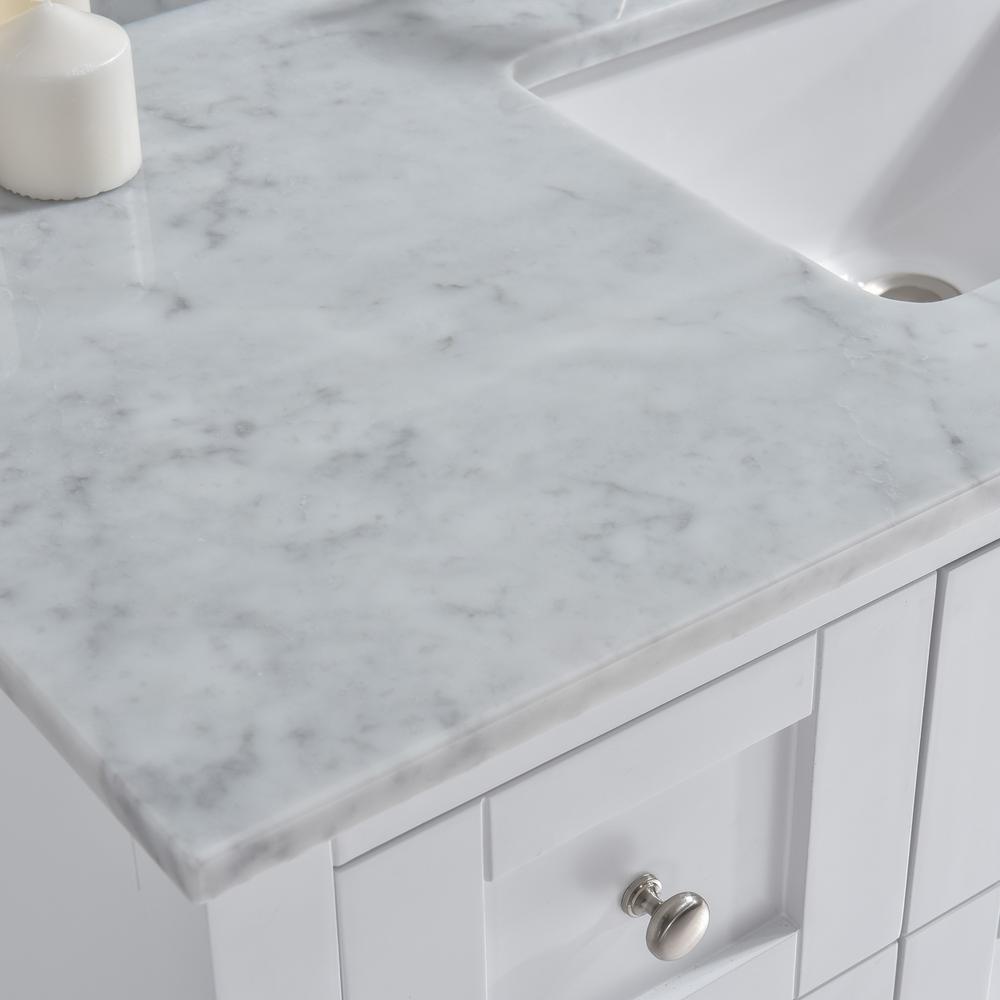 Maldon 49 in. W x 22 in. D Single Basin Carrara Marble Vanity Top in Carrara White with White Vitreous China Basin - Super Arbor