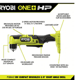 RYOBI ONE+ HP 18V Brushless Cordless Compact 2-Tool Combo Kit with 3/8 in. Right Angle Drill and Cut-Off Tool (Tools Only)
