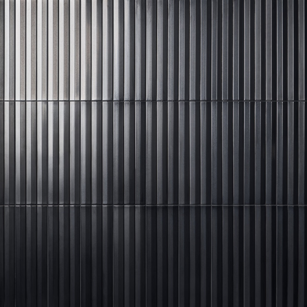 Lux Tile Ponto Metallic Gray Fluted 5x16 3D Polished Porcelain Wall Tile