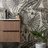 Paula Purroy Gardenia Black and White 24x48 Porcelain Tile