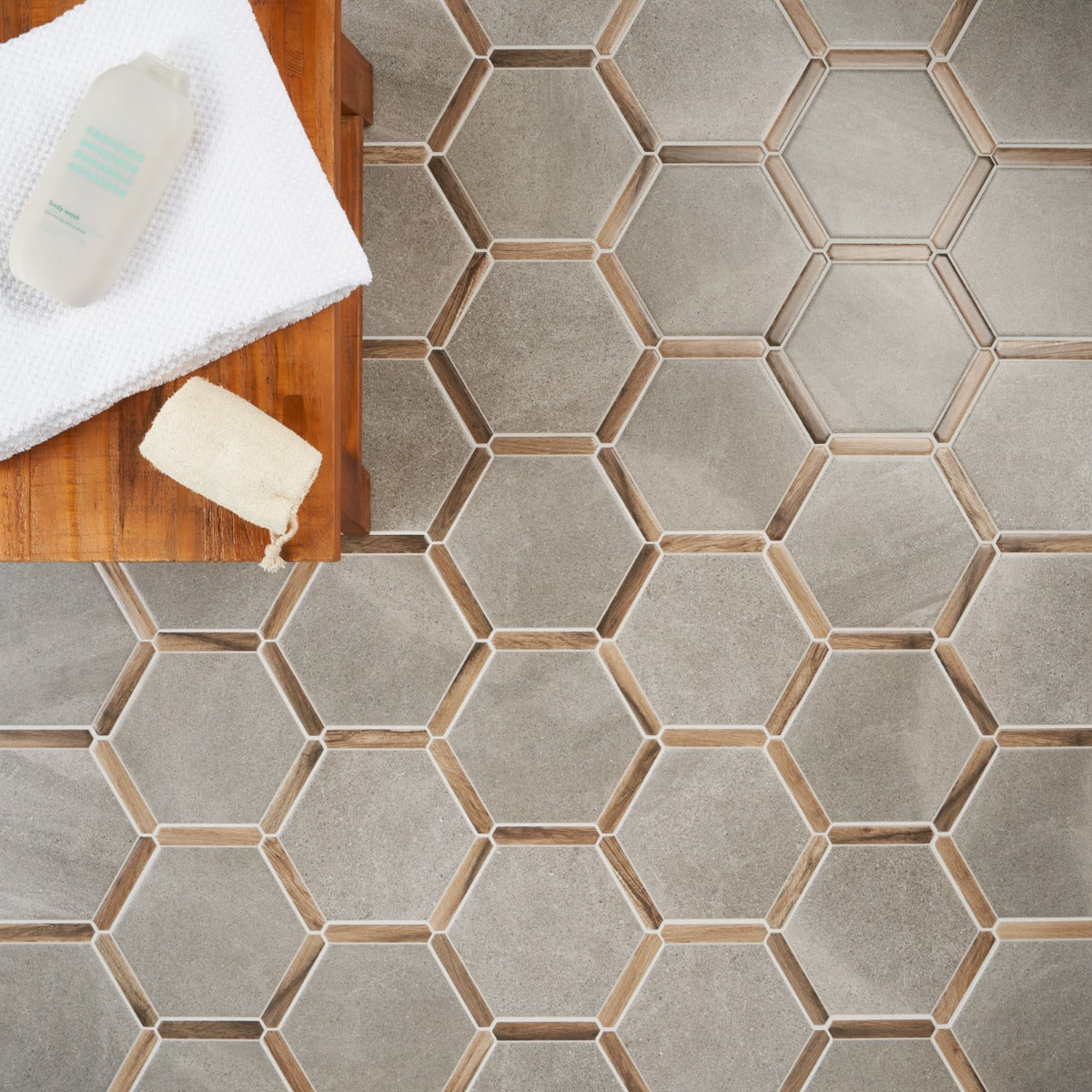 Sagon Cemento Gray 9" Hexagon Matte Porcelain Tile - Lux Tile
