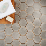 Sagon Cemento Gray 9" Hexagon Matte Porcelain Tile - Lux Tile