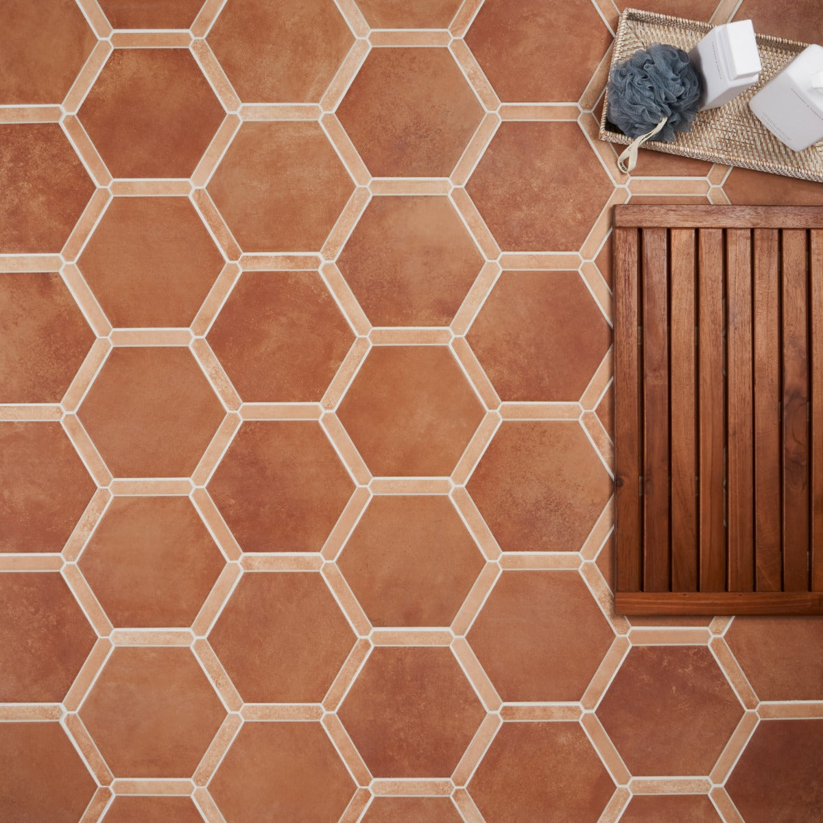 Sagon Terracotta Hexagon Matte Porcelain Tile - 9 Inch