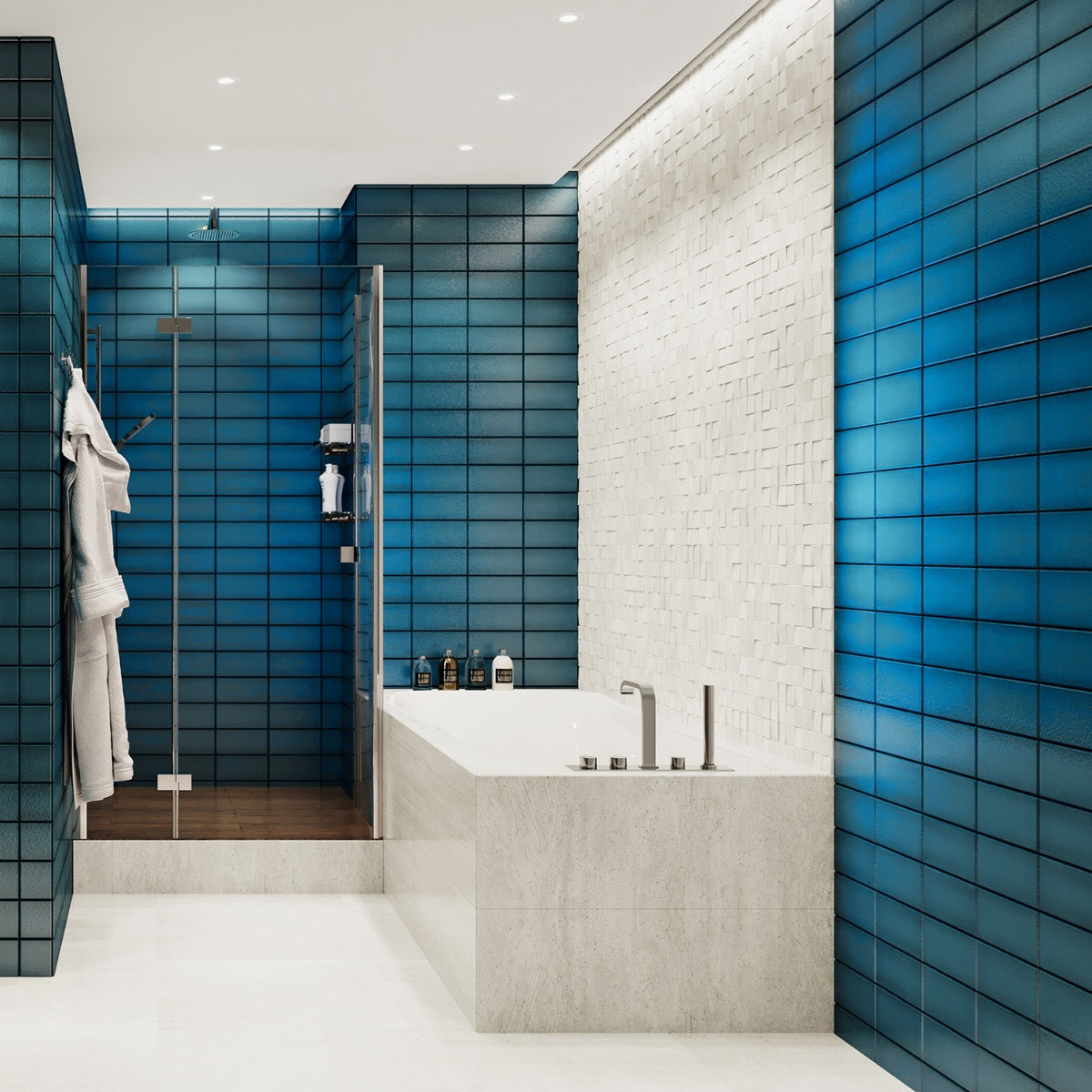 Seaside Marine Blue 4x8 Crackled Glossy Ceramic Tile - Lux Tile