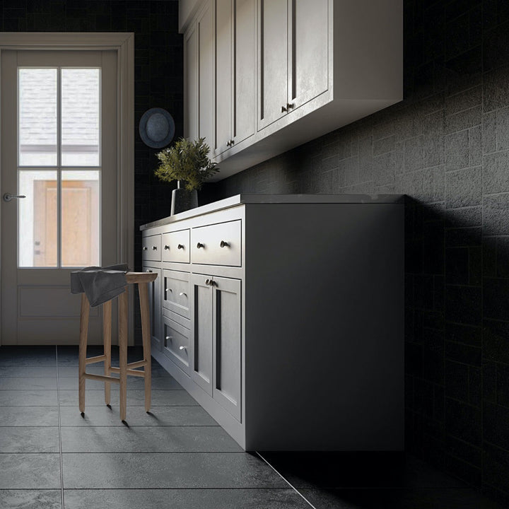 Acadia French Pattern Charcoal Black Matte Porcelain Mosaic Tile - Lux Tile