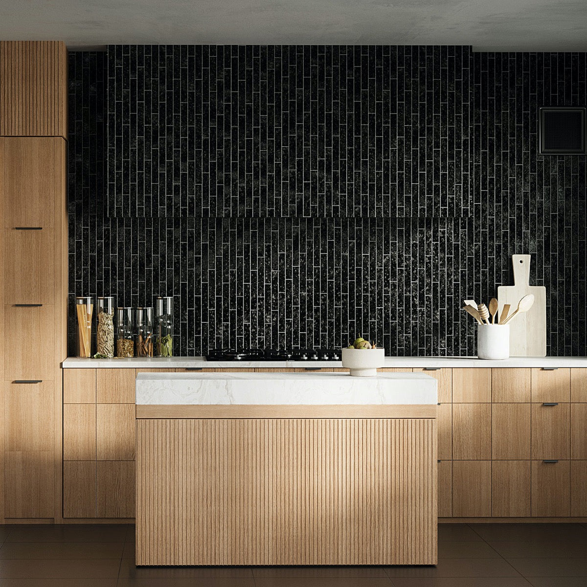 Wabi Sabi Coal Black 1.5x9 Glossy Ceramic Tile - Lux Tile