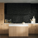 Wabi Sabi Coal Black 1.5x9 Glossy Ceramic Tile - Lux Tile