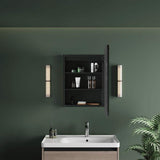 HBEZON Thalia 20 in. W x 28 in. H Rectangular Iron Black Recessed Medicine Cabinet with Mirror, LED Lighting, Anti-fog