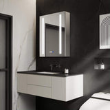 GroGro Glare 20 in. W x 26 in. H Rectangular Aluminum Recessed/Surface Mount Left Open Medicine Cabinet with Mirror LED
