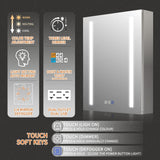 GroGro Glare 20 in. W x 26 in. H Rectangular Aluminum Recessed/Surface Mount Left Open Medicine Cabinet with Mirror LED