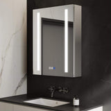 GroGro Glare 20 in. W x 26 in. H Rectangular Aluminum Recessed/Surface Mount Left Open Medicine Cabinet with Mirror LED