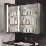 GroGro Glare 20 in. W x 26 in. H Rectangular Aluminum Recessed/Surface Mount Left Open Medicine Cabinet with Mirror LED