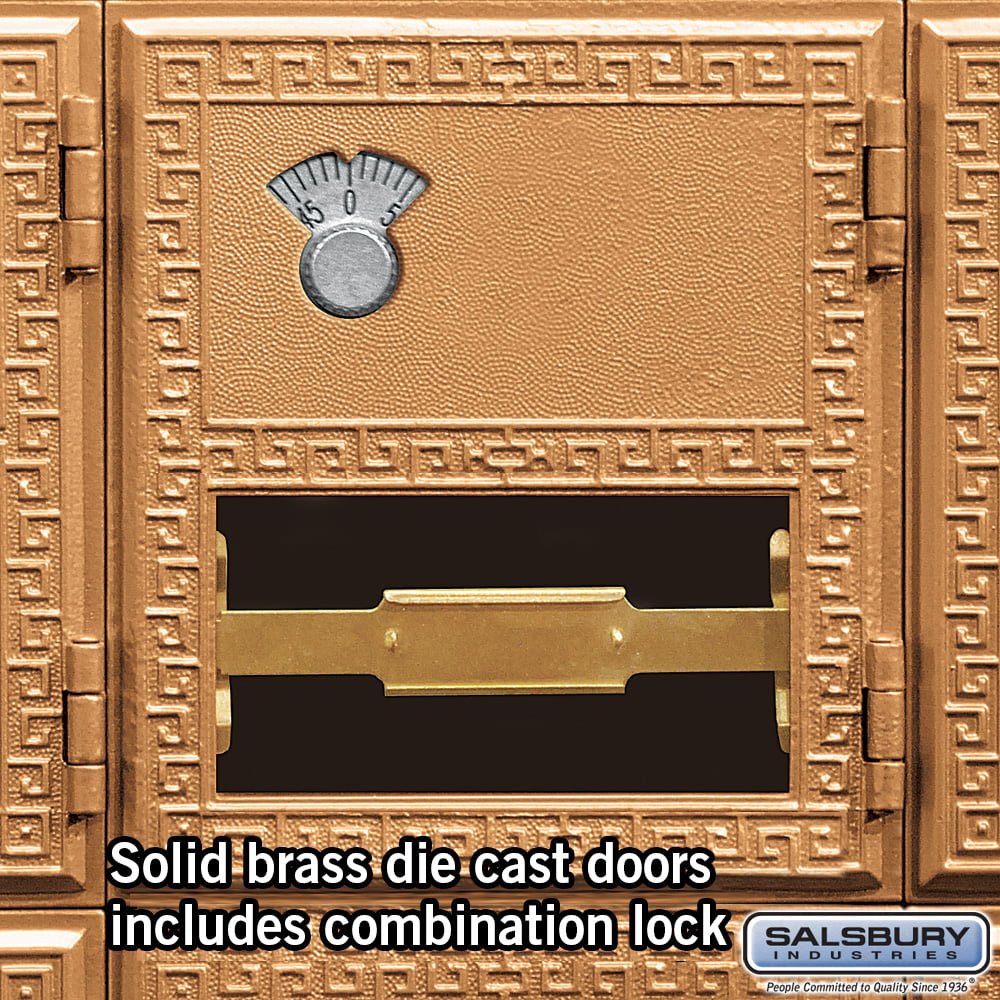 Brass Mailbox with 16 Combination Lock Doors - Rear Loading