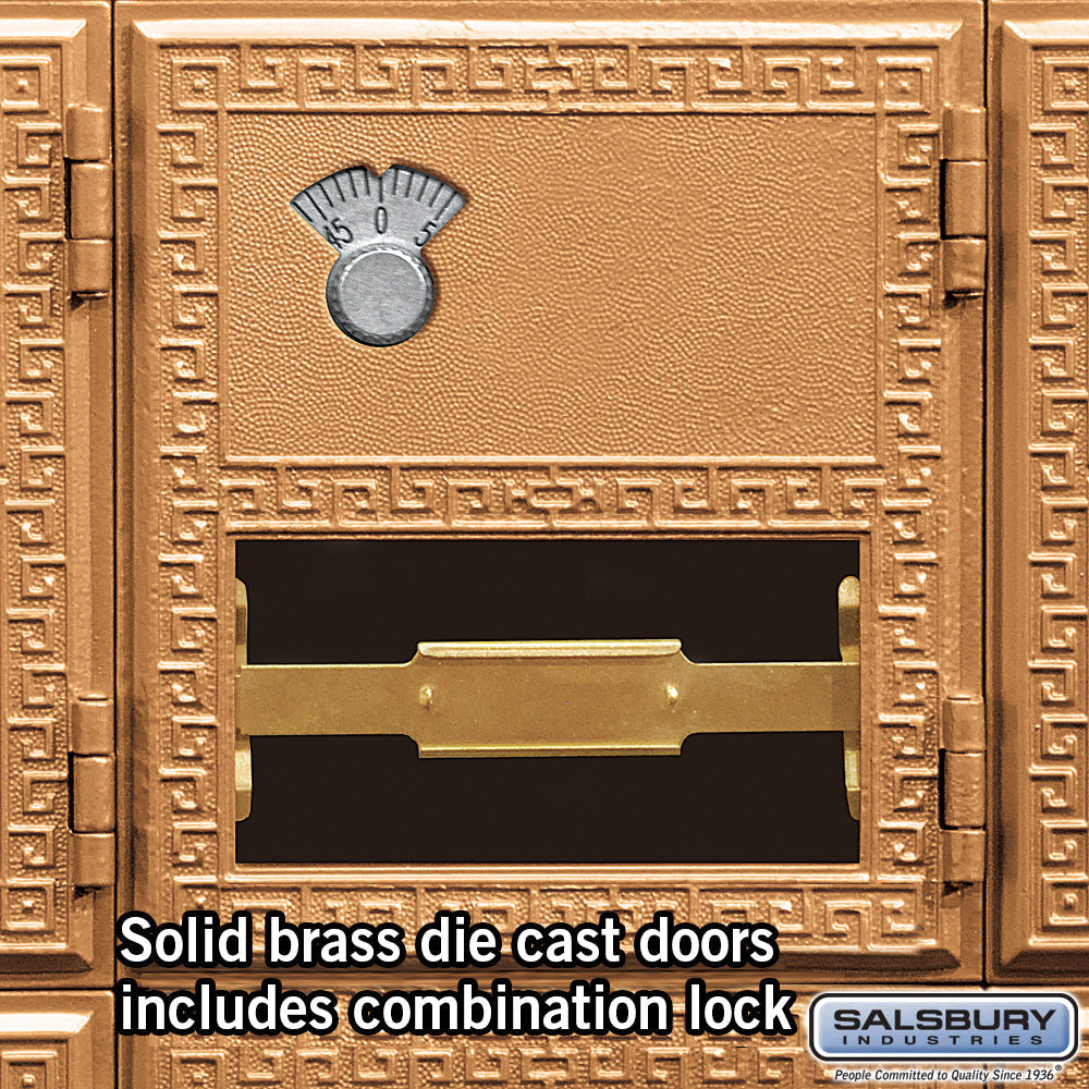 Brass Mailbox with 16 Combination Lock Doors - Rear Loading