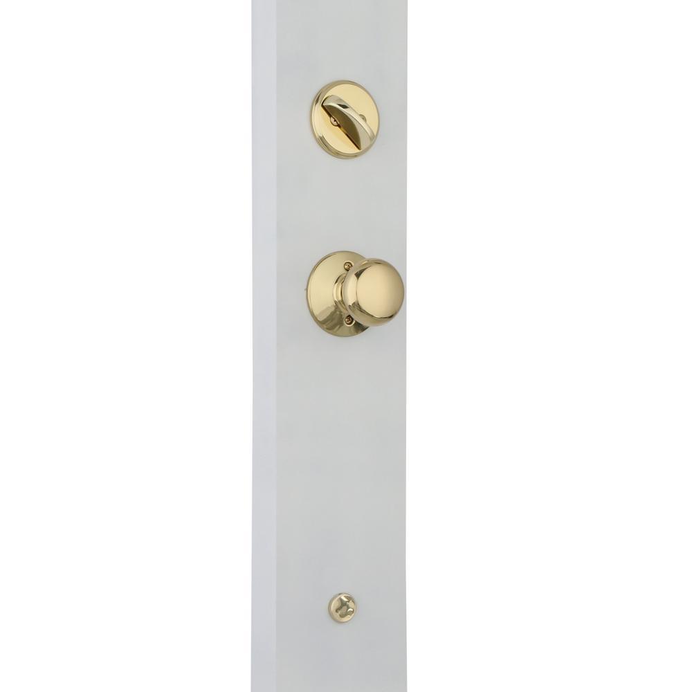Plymouth Bright Brass Single Cylinder Deadbolt with Knob Door Handleset - Super Arbor