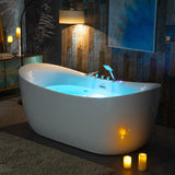 WOODBRIDGE 72 in. x 35.375 in. Acrylic Flatbottom Whirlpool & Air Heated Bathtub with Center Drain and Tub Filler, White