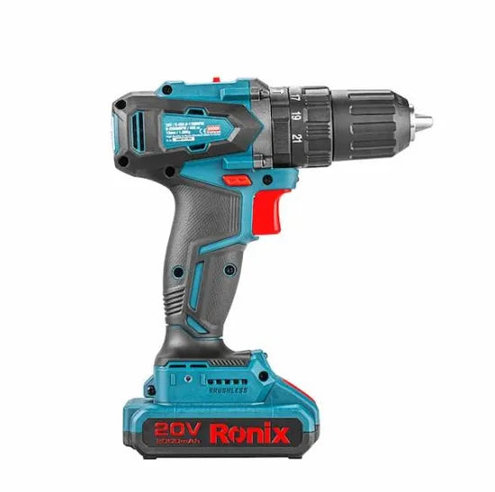 Ronix 2024 New Style Lithium Electric Drill for Home Use Brushless Keyless Impact Drill