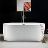 WOODBRIDGE Bologna 67 in. Acrylic Freestanding Whirlpool & Air Bathtub with Drain and Overflow, White