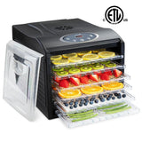 6 Tray Countertop Digital Food Dehydrator Drying Machine Preset Temperature Settings, Auto Shutoff Timer