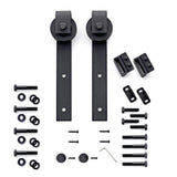 37 in. x 84 in. Artisan Grey Vinyl Finish Sliding Barn Door with Black Hardware Kit - Super Arbor