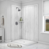 Elegance 36 in. x 48 in. x 80 in. 7-Piece Easy Up Adhesive Corner Shower Wall Surround in Triton - Super Arbor