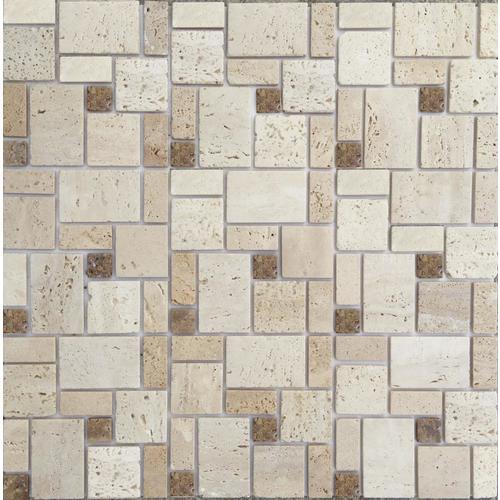 Instant Mosaic 6-Pack 12-in x 12-in Natural Stone Travertine Versailles Peel & Stick Tile - Super Arbor