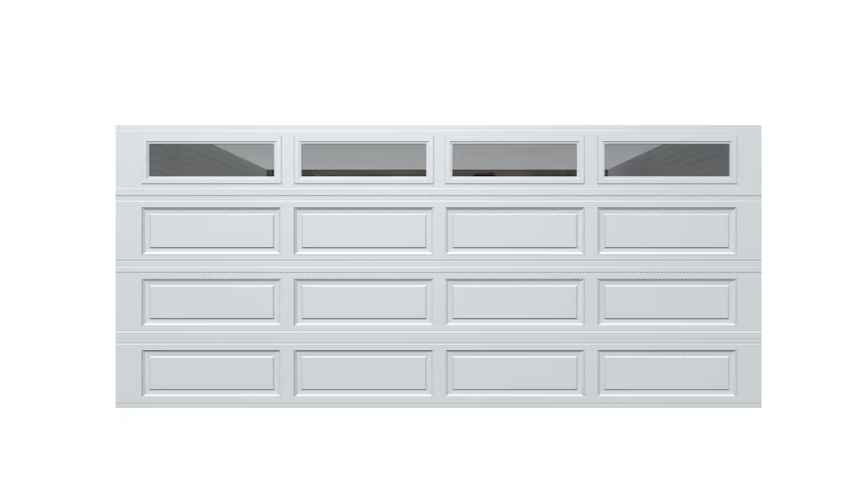 Wayne Dalton Classic Steel Model 9100 16-ft x 7-ft Insulated White Double Garage Door with Windows