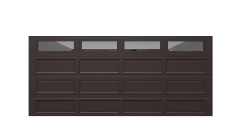 Wayne Dalton Classic Steel Model 9100 16-ft x 7-ft Insulated Brown Double Garage Door with Windows