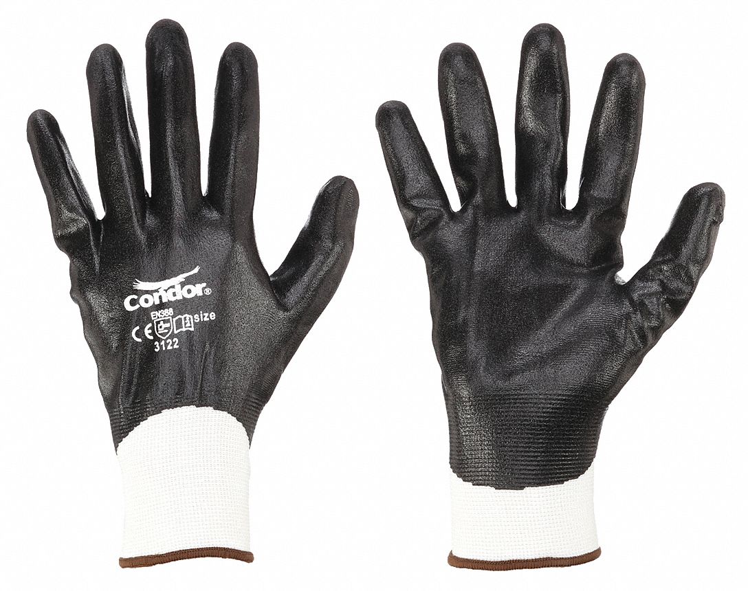 CONDOR Nitrile Coated Work Gloves - ANSI Abrasion Level 4, Large