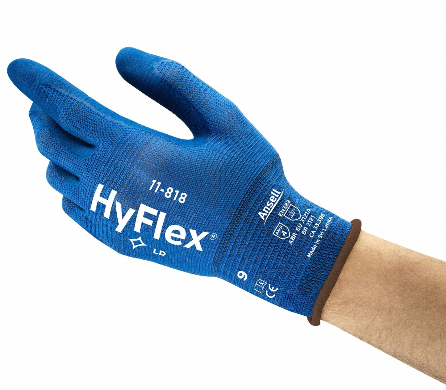 HYFLEX 11-818 Foam Nitrile Coated Gloves, 2XL, Abrasion Level 4