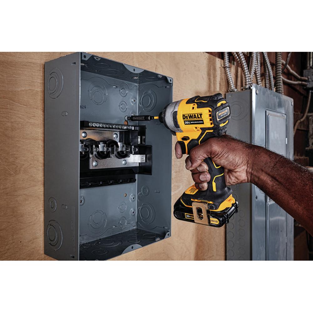 ATOMIC 20-Volt MAX Lithium-Ion Brushless Cordless Compact 1/4 in. Impact Driver with 2 Batteries 1.3 Ah Charger and Bag