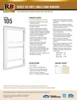 RELIABILT 105 Series New Construction 31-1/2-in x 59-1/2-in x 2-5/8-in Jamb White Vinyl Low-e Argon Single Hung Window with Grids Half Screen Included