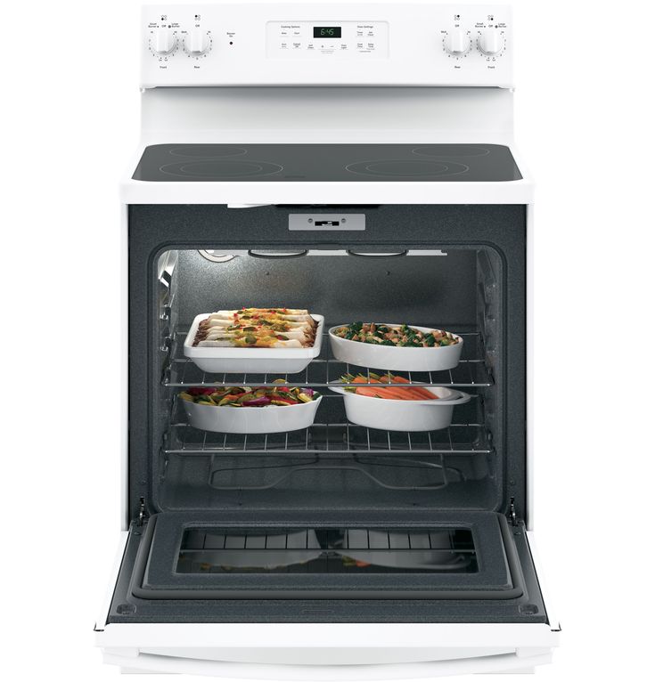 GE 30-in Smooth Surface 4 Elements 5.3-cu ft Self-Cleaning Freestanding Electric Range (White)