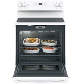 GE 30-in Smooth Surface 4 Elements 5.3-cu ft Self-Cleaning Freestanding Electric Range (White)