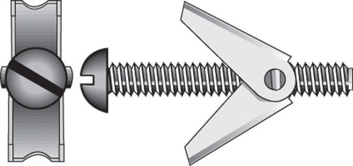 Hillman 1/8 in. Diameter x 4 in. Length Round Zinc-Plated Steel Toggle Bolt, 2-Pack
