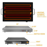 Electric Black Warming Tray with Adjustable Temperature Controls