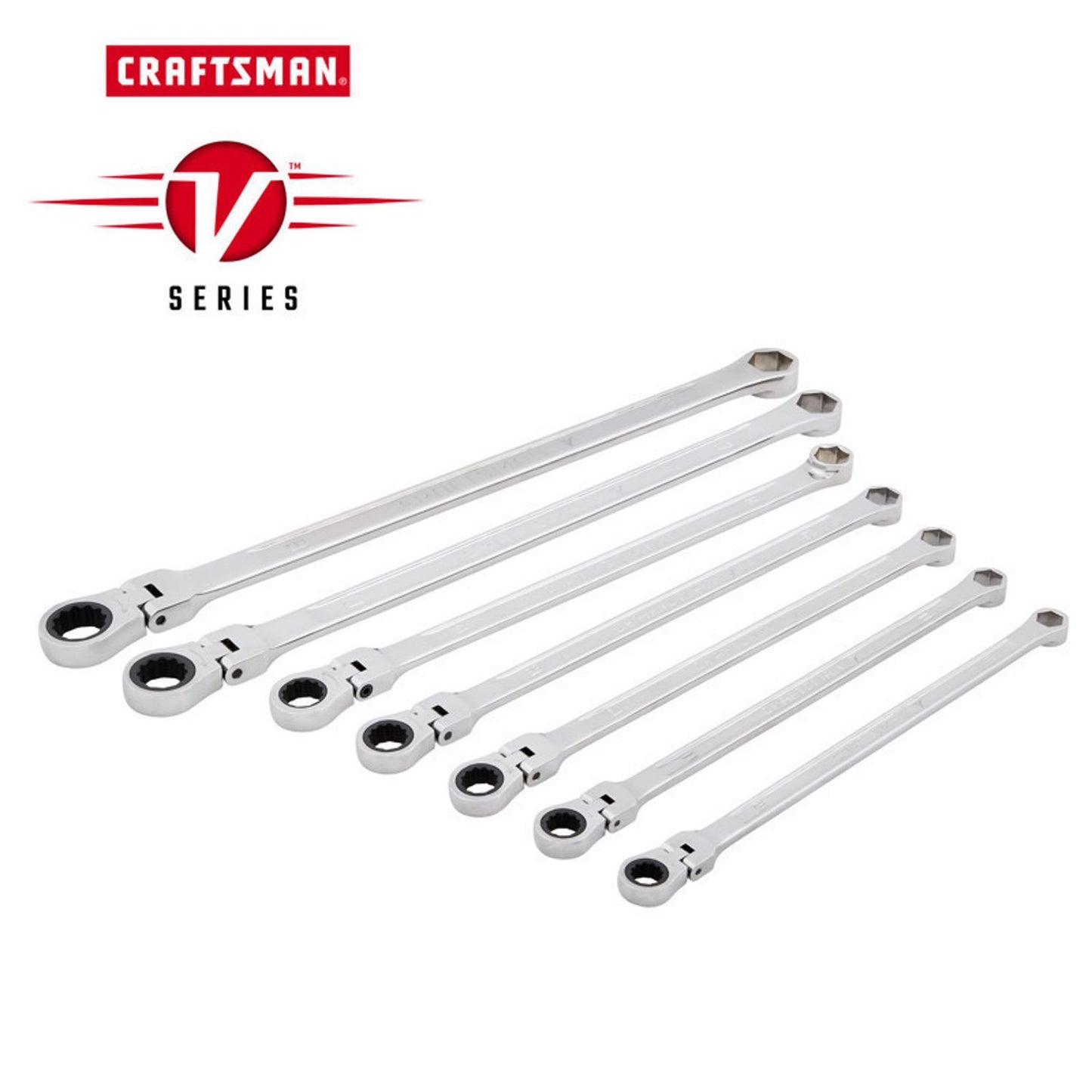 Craftsman V-Series SAE Extra Long Flex Head Box Wrench Set, 7 pc