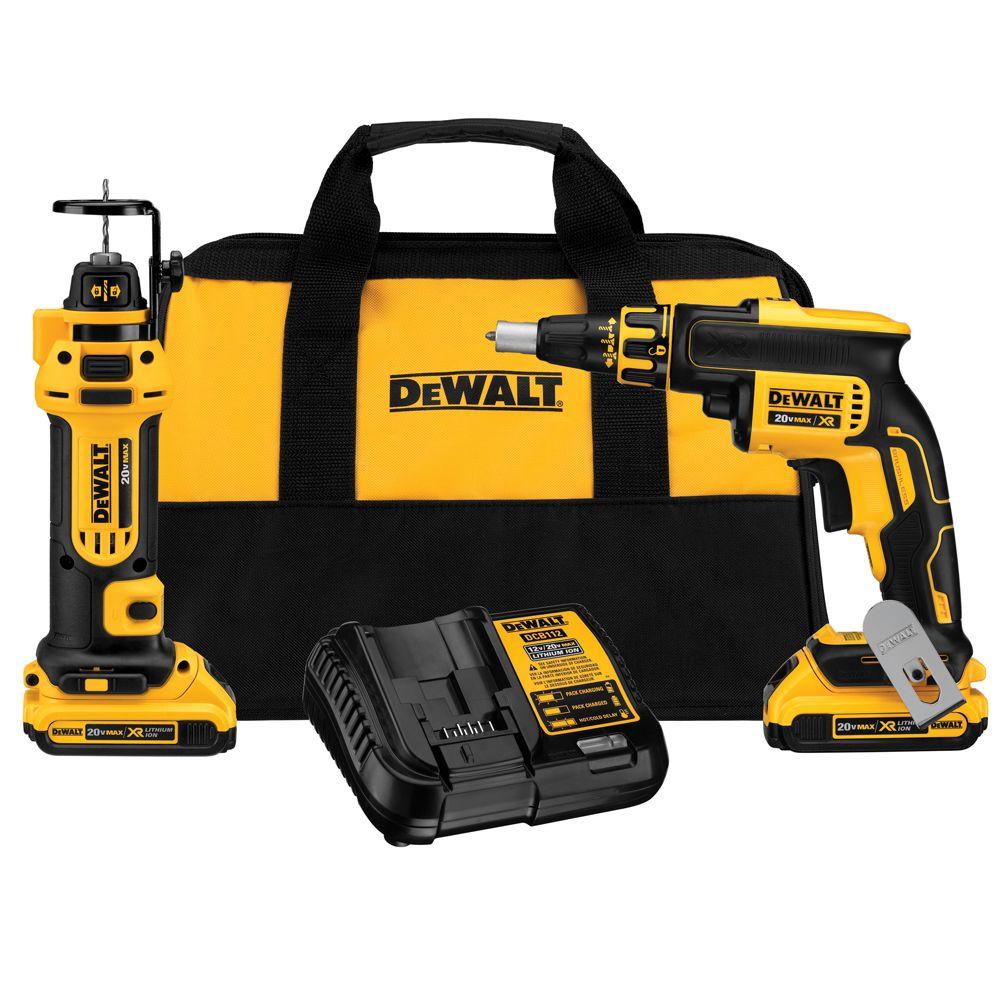 20-Volt MAX XR Lithium-Ion Cordless Drywall Screwgun/Cut-out Tool Combo Kit (2-Tool) with (2) Batteries 2Ah and Charger - Super Arbor