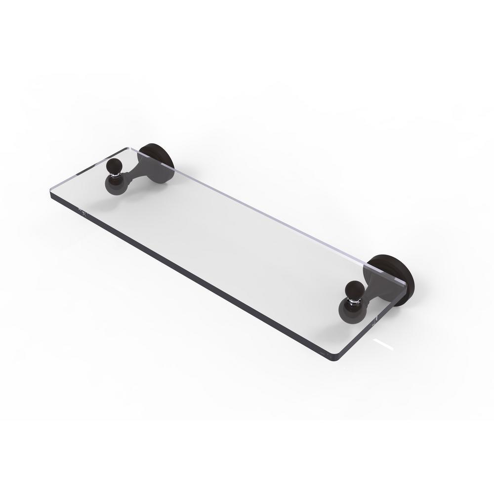 Sag Harbor Collection 16 in. Glass Vanity Shelf with Beveled Edges in Satin Nickel - Super Arbor