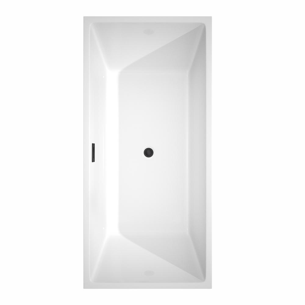 Sara 67 in. Acrylic Flatbottom Bathtub in White with Matte Black Trim