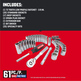 Craftsman 61-Piece 3/8" Drive Metric and SAE Mechanics Tool Set