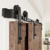 5 ft./60 in. Single Track Bypass Sliding Barn Door Hardware Kit for Double Doors, Low Ceiling - Super Arbor
