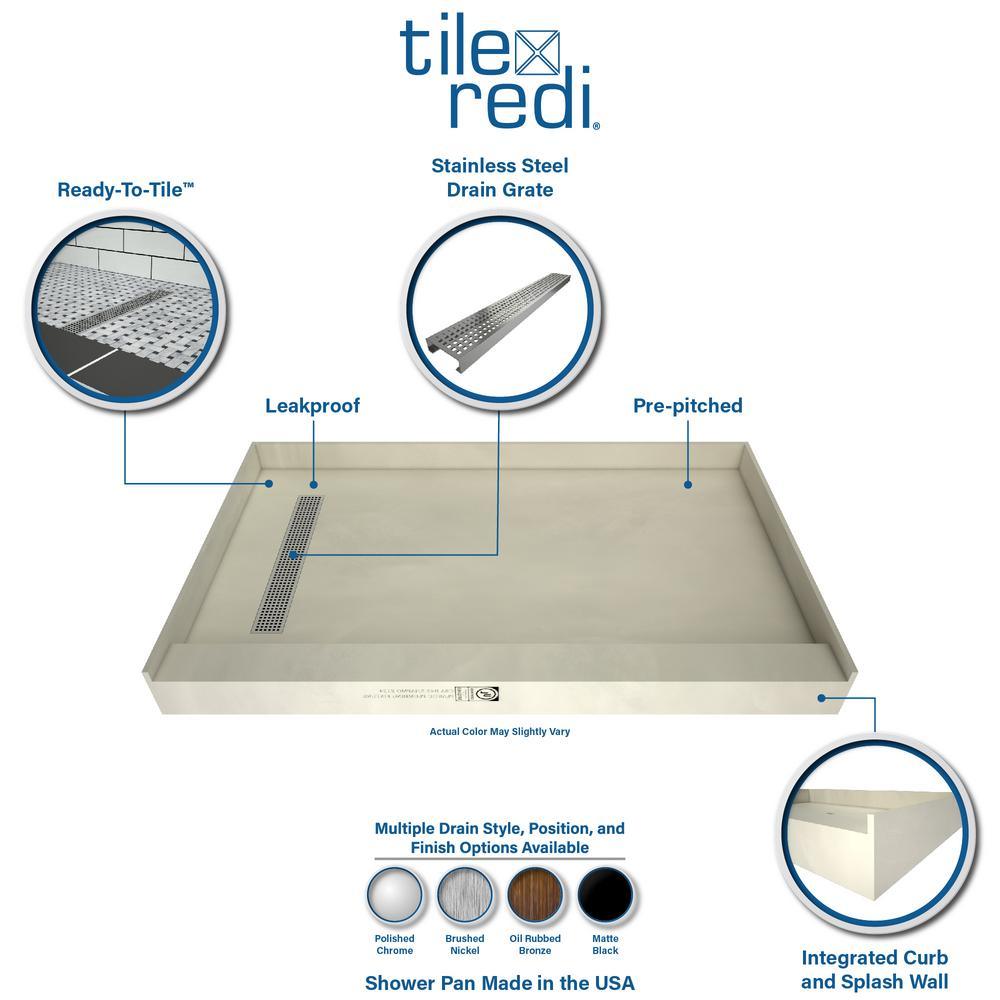 Redi Trench 32 in. x 60 in. Single Threshold Shower Base with Right Drain and Brushed Nickel Trench Grate - Super Arbor