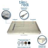 Redi Trench 32 in. x 60 in. Single Threshold Shower Base with Right Drain and Brushed Nickel Trench Grate - Super Arbor