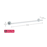 Lyndall 3-Piece Bath Hardware Set with Towel Ring Toilet Paper Holder and 24 in. Towel Bar in Chrome - Super Arbor