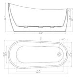 59 in. Acrylic Oval Slipper Flatbottom Freestanding Bathtub in Glossy White - Super Arbor