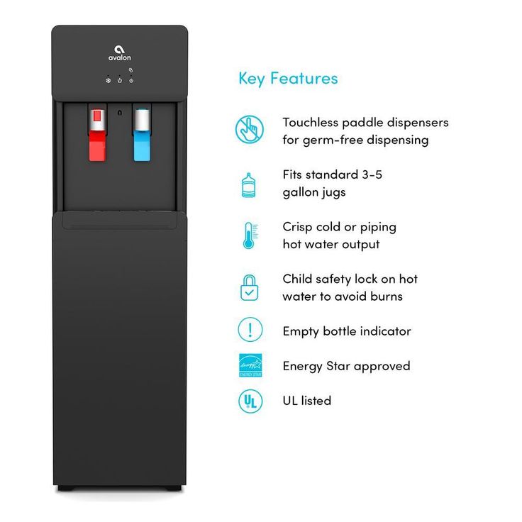 Touchless Bottom Loading Water Cooler Dispenser, Hot & Cold Water, UL/Energy Star- Black