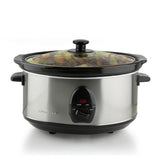3.7 Qt. Stainless Steel Electric Slow Cooker with Heat-Tempered Glass Lid, Adjustable Temperature Control, (SLO35ABR)